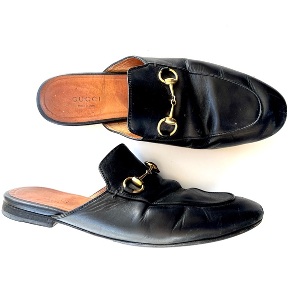 GUCCI Princetown Black Leather Mules Sz 38 - Picture 7 of 9
